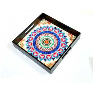 Meilleure vente plateau de service en bois imprimé émaillé personnalisé livraison rapide plateau décoratif de table de cuisine unique plateau de service jetable - Product Image 2