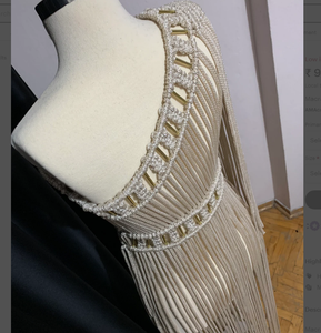 ROBE POUR VOTRE MARIÉE À ÊTRE Coton Tissé à la main Vêtements de festival Bustier Crop Top Femmes Macramé Robe de plage - Product Image 3