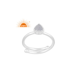 Anillo apilable de plata fina de quamarina natural, joyería personalizada - Product Image 1