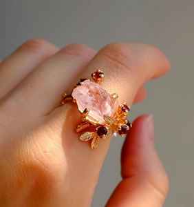 Pink Morganite Sterling <b>Silver</b> IGI Certified Elegant Branch Ring for <b>Wedding</b> Luxury Jewelry - Product Image 2