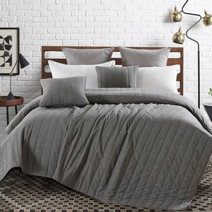Ensemble de couette en coton et lin lavé de luxe couvre-lit et couvre-lit, cousu en boîte, avec 2 taies d'oreiller <span class=keywords><strong>gris</strong></span> <span class=keywords><strong>foncé</strong></span> - Product Image 4