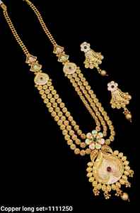 <b>INDIAN</b> TRADITIONAL and FASHIONABLE COPPER <b>JEWELLERY</b> BRIDAL WEDDING <b>JEWELLERY</b> SET for WOMEN EARRINGS and NECKLACE SET - Product Image 2