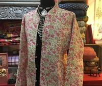 Veste Kantha matelassée en coton réversible imprimé floral indien avec broderie pour femmes et filles automne/hiver