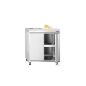 Armoire de sol en acier inoxydable PREMIUM - 800x700mm - avec portes doubles - incl. Planche à découper blanche - Product Image 1
