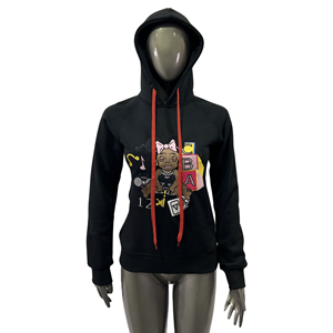 Sudadera con capucha de alta calidad para mujer, Sudadera con capucha bordada informal para chicas jóvenes, Sudadera con capucha bordada personalizada para mujer - Product Image 2