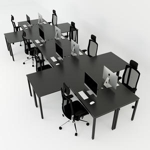 Bureau en cluster en forme de L Uconcept HBUC030, 8 pièces, design minimaliste contemporain, mobilier de bureau en mélamine double pour la maison et l'hôpital - Product Image 1