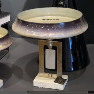 Bol décoratif de luxe vintage unique en métal argenté avec texture en relief imprimée Vaisselle Restaurant - Product Image 3