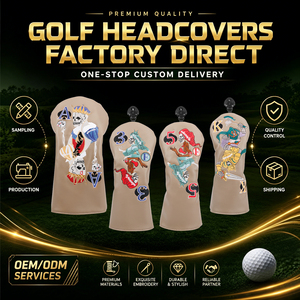 Funda Protectora de Golf Premium Impermeable de Cuero PU Bordada, Estilo Vintage para Driver y Fairway Woods, Suministro Personalizado de Fábrica - Product Image 1