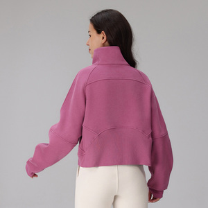 Sweat-shirt à col montant en molleton doux uni de qualité supérieure Ville Sports, logo personnalisé, vêtement d'extérieur, veste pour femmes - Product Image 4