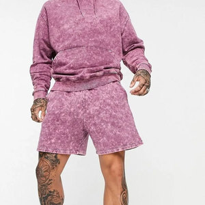 Elegante chándal deportivo personalizado para hombre conjunto corto 100% algodón patrón sólido Sudadera con capucha y chándal Slim Fit pantalones cortos de talla grande - Product Image 4