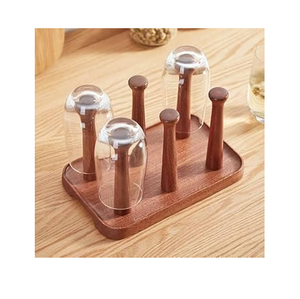 Soporte de madera para botella de vino y vidrio, servidor para fiesta familiar, Bar, Pub, restaurante, soporte de madera - Product Image 6