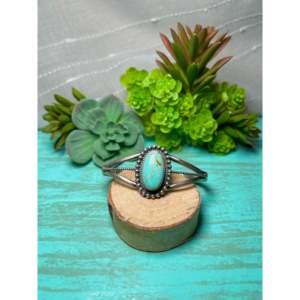Kingman Turquoise & Sterling <b>Silver</b> <b>Cuff</b> <b>Bracelet</b> Navajo Handmade Cultural Collectible Jewelry for Men - Product Image 1