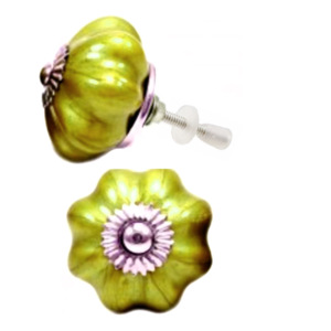 Boutons d'armoire en céramique melon néon vert doré pour salle de bain Villa entrepôt extérieur chambre/dressing/cuisine/salon tiroir - Product Image 2