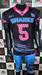 Camiseta de fútbol americano, camiseta de ventilador personalizada, mercancía de equipo, aparejos de sublimación, tela transpirable de sarga, fabricación de talla grande - Product Image 5