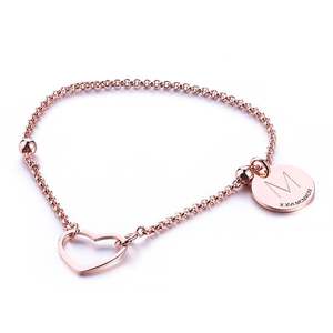Jeulia Personalized Sterling Silver Heart <b>Initial</b> <b>Bracelet</b> - Product Image 2