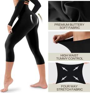 เลกกิ้งเอวสูงสำหรับผู้หญิง ผ้าเนื้อยืด สัมผัสนุ่ม ระบายอากาศได้ดี สวมใส่สบาย กระชับรูปร่าง ป้องกันการโป๊ยิ่ง ออกกำลังกาย โยคะ ฟิตเนส ใส่ได้ทุกวัน - Product Image 4