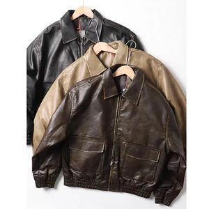 Vestes en cuir personnalisées Mode masculine Vestes en cuir coupe-vent pour moto Vestes en cuir PU de haute qualité Veste de motard Streetwear - Product Image 2