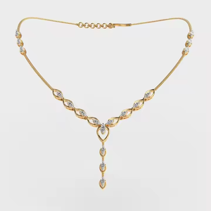 Collar con Dije de Moissanita de Lujo con Cadena de Eslabones, Diseño Vintage Chapado en Oro para Bodas de Mujeres, de la India - Product Image 1