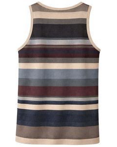 Débardeur rayé gris, bleu et beige pour homme – Col rond, sans manches, décontracté, été, doux, respirant, pour la gym et le streetwear - Product Image 2