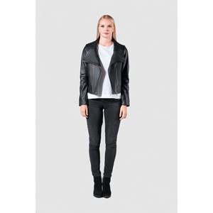 Veste en cuir véritable élégante pour femmes Taylor fermeture à glissière avec décoration de ligne à la mode vêtements d'extérieur à la mode - Product Image 5