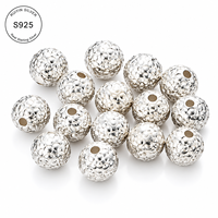 Perle d'espacement ronde martelée en argent sterling 925 de 5,8 mm, 0,29 g/pièce, pour la fabrication de bijoux pour femmes