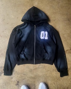 Sweat-shirt à capuche patchwork personnalisé pour homme, style streetwear hip-hop, vêtement de mode - Product Image 3