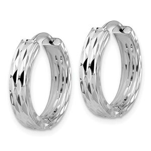 Pendientes de Aro con Bisagras y Diamantes Tallados/Pulidos Chapados en Rodio Blanco de 14K de Leslie - Product Image 2