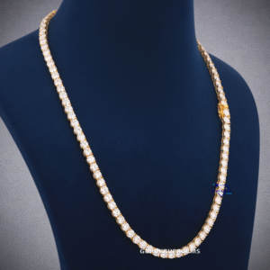 <b>Tennis</b> Chain Designed 925 <b>Sterling</b> <b>Silver</b> D Color Round Cut Moissanite Diamonds Of VVS Clarity Fashion For Women <b>Necklaces</b> - Product Image 2