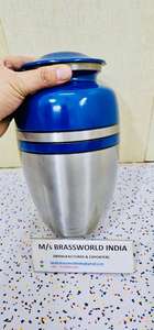 Urne funéraire classique en aluminium bleu pour cendres, style américain, 220 pouces cubes, design personnalisable, souvenir commémoratif, vente en gros - Product Image 6