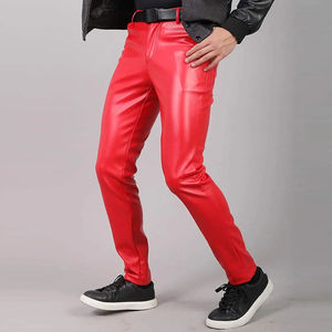 Pantalon en cuir personnalisé de haute qualité à la mode Pantalon empilé en cuir pour hommes Pantalon noir en cuir taille haute véritable pour hommes entretenu par les OEM - Product Image 1