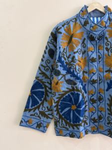 Chaqueta de Algodón Bordada a Mano con Diseño Floral Suzani para Mujer, Chaqueta Corta Informal - Product Image 3