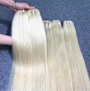 Vente en gros d'extensions de cheveux humains vierges brésiliens 100% Remy trame droite naturelle de haute qualité 20 pouces cheveux de couleur blonde - Product Image 3