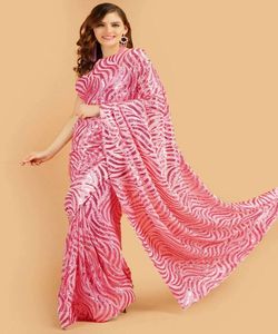 Fabuleux Look riche indien femme Saree chemisier non cousu pour la réception de fête bas prix vêtements ethniques vêtement en soie rayonne - Product Image 1