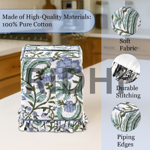 ปลอกกล่องกระดาษทิชชูผ้าฝ้ายลายพิมพ์บล็อกทำมือสีน้ำเงินโคลัมเบียแบบคลาสสิก เป็นมิตรกับสิ่งแวดล้อม ผ้าตกแต่งทรงสี่เหลี่ยม - Product Image 5