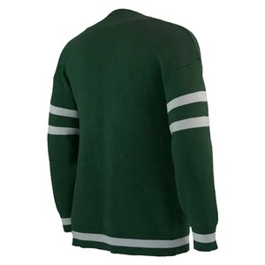 เสื้อคาร์ดิแกนแขนยาวคอวีสำหรับนักเรียนเสื้อสเวตเตอร์ถักสีเขียวปักโลโก้วิทยาลัยแบบลำลองกำหนดเองสำหรับฤดูใบไม้ร่วง/ฤดูหนาว - Product Image 2