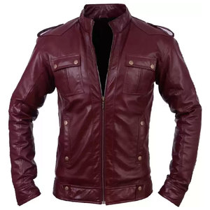 Chaqueta de corredor de cuero sintético PU de motorista clásico de alta calidad Slim Fit a prueba de viento negro con cierre de cremallera para pedidos al por mayor de hombres - Product Image 1