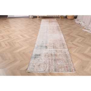 Vintage Turkish <b>Rug</b>, 2.1x9.2 ft <b>Runner</b> <b>Rug</b>, Gray Brown Ombr <b>Rug</b> - Product Image 2