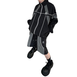 Vêtement personnalisé survêtement en nylon coupe-vent à blocs de couleurs pour hommes vestes et shorts de sport ensembles de jogging deux pièces - Product Image 3