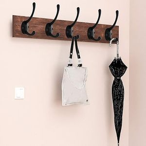 Black Retro Double Coat <b>Hooks</b> <b>Wall</b>-Mounted With Screws for Clothing Scarf Bag Towel <b>Key</b> Cap Hat Storage - Product Image 3