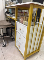 Table de Manucure Ergonomique Minimaliste en Acier Inoxydable avec Rangement, Mobilier de Salon Personnalisé, Table de Spa pour Ongles pour Salon de Beauté et Usage Commercial