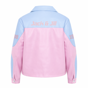 แจ็คแอนด์จิลออฟอเมริกาเสื้อแจ็คเก็ตหนัง PU สำหรับผู้หญิง ซิปด้านหน้า เสื้อโค้ทหนังปักลายแบบนุ่ม สวมใส่สบาย มีสไตล์ - Product Image 3