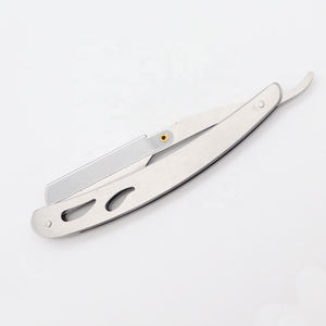 Silver Stainless Steel Folding Private Label Shavette <b>Straight</b> <b>razor</b> Replaceable Beard Barber <b>razor</b> <b>Blade</b> - Product Image 2