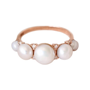 Anillo de Perlas de Agua Dulce Grado AAAAA, Banda Minimalista de Plata de Ley 925 Maciza Chapada en Oro Rosa, Anillo de Compromiso y Boda para Mujer - Product Image 1