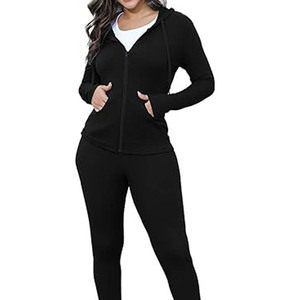 Vente chaude femmes survêtement Slim Fit meilleure qualité femmes survêtement nouveau femmes noir survêtement, veste à capuche et pantalon ensemble - Product Image 1
