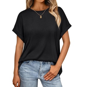 Bangladesh fabricado servicio OEM Digital mujer 100% algodón manga corta cuello redondo hombro pendiente cómoda camiseta - Product Image 1