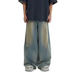 กางเกงยีนส์สตรีทฮิปฮอปสำหรับผู้ชายไซส์ใหญ่พิเศษ, กางเกงยีนส์ทรงหลวมขาตรงให้ความนุ่มเนื้อผ้าซักได้สกปรก Y2K - Product Image 4