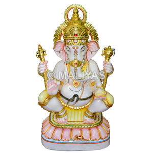 Marble Ganesh Ji Murti | Handcrafted Marble Ganpati Idol for Home, Office & Temple - Product Image 1