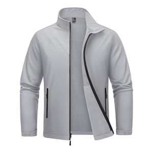 Vestes Softshell de randonnée en polaire polyester sur mesure, taille plus, col montant, coupe régulière, coupe-vent, design personnalisé, marque privée - Product Image 1