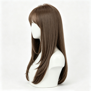 วิกผมมนุษย์สีน้ำตาลเกาลัดแบบตรงเป็นชั้นๆ พร้อมหน้าม้าบางเบา - Product Image 3