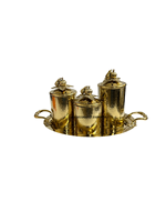 Ensemble de pots à épices et à fruits secs en laiton avec texture martelée, artisanat décoratif, rangement et conteneur et plateau de service